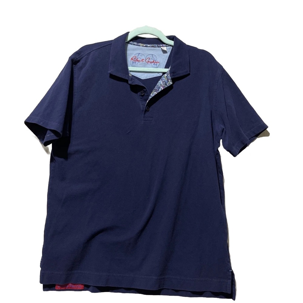 Robert Graham Polo Shirt Men's Large Navy Blue Classic Golf Modern